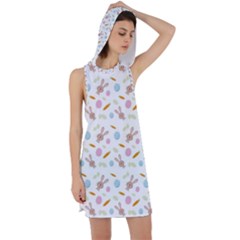 Easter Bunny Pattern Hare Easter Bunny Easter Egg Racer Back Hoodie Dress by Ravend