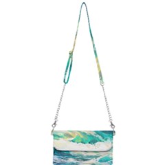 Ai Generated Waves Ocean Sea Tsunami Nautical Art Mini Crossbody Handbag by Ravend