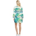 Ai Generated Waves Ocean Sea Tsunami Nautical Art Tiered Long Sleeve Mini Dress View2