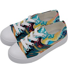 Ai Generated Waves Ocean Sea Tsunami Nautical Arts Kids  Low Top Canvas Sneakers