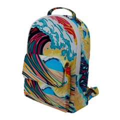 Ai Generated Waves Ocean Sea Tsunami Nautical Arts Flap Pocket Backpack (large) by Ravend