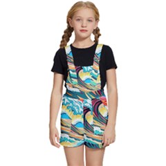 Ai Generated Waves Ocean Sea Tsunami Nautical Arts Kids  Short Overalls