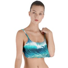 Ai Generated Waves Ocean Sea Tsunami Nautical Painting Layered Top Bikini Top  by Ravend