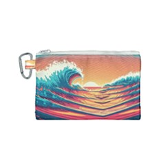 Ai Generated Waves Ocean Sea Tsunami Nautical Art Nature Canvas Cosmetic Bag (small)