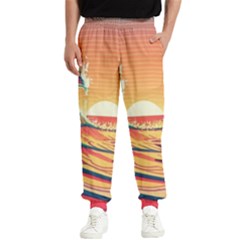 Ai Generated Waves Ocean Sea Tsunami Nautical Art Nature Men s Elastic Waist Pants by Ravend