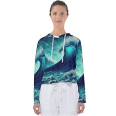 Ai Generated Waves Ocean Sea Tsunami Nautical Fantasy Women s Slouchy Sweat by Ravend