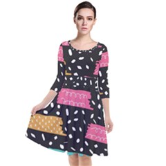 Art Pattern Design Wallpaper Background Print Patterns Quarter Sleeve Waist Band Dress