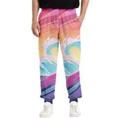 Ai Generated Waves Ocean Sea Tsunami Nautical Men s Elastic Waist Pants by Ravend