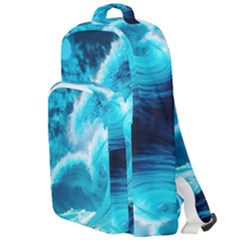 Ai Generated Waves Ocean Sea Tsunami Nautical Sea Double Compartment Backpack by Ravend