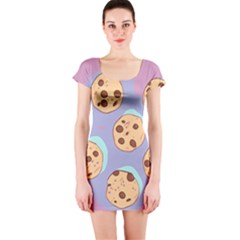 Cookies Chocolate Chips Chocolate Cookies Sweets Short Sleeve Bodycon Dress by Ravend