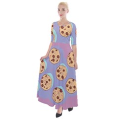 Cookies Chocolate Chips Chocolate Cookies Sweets Half Sleeves Maxi Dress by Ravend
