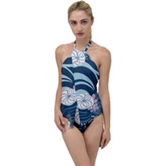 Flowers Pattern Floral Ocean Abstract Digital Art Go With The Flow One Piece Swimsuit