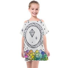 Rainbow Fun Cute Minimal Doodle Drawing Kids  One Piece Chiffon Dress