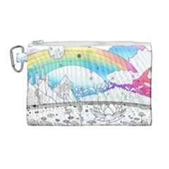 Rainbow Fun Cute Minimal Doodle Drawing Arts Canvas Cosmetic Bag (large) by Ravend