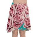 Coral Blush Rose on Teal Chiffon Wrap Front Skirt View1