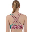 Coral Blush Rose on Teal Back Weave Sports Bra View2