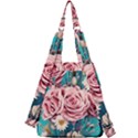 Coral Blush Rose on Teal Center Zip Backpack View2