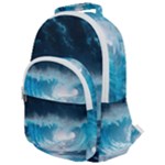 Thunderstorm Storm Tsunami Waves Ocean Sea Rounded Multi Pocket Backpack