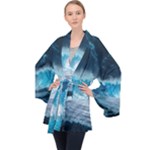 Thunderstorm Storm Tsunami Waves Ocean Sea Long Sleeve Velvet Kimono 