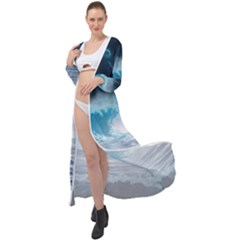 Thunderstorm Storm Tsunami Waves Ocean Sea Maxi Chiffon Beach Wrap