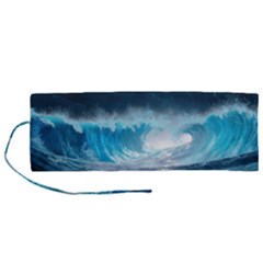 Thunderstorm Storm Tsunami Waves Ocean Sea Roll Up Canvas Pencil Holder (m)