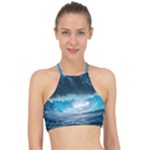 Thunderstorm Storm Tsunami Waves Ocean Sea Racer Front Bikini Top