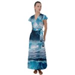 Thunderstorm Storm Tsunami Waves Ocean Sea Flutter Sleeve Maxi Dress