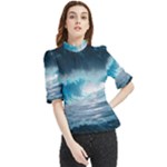 Thunderstorm Storm Tsunami Waves Ocean Sea Frill Neck Blouse