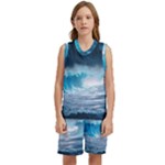 Thunderstorm Storm Tsunami Waves Ocean Sea Kids  Basketball Mesh Set