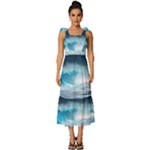 Thunderstorm Storm Tsunami Waves Ocean Sea Tie-Strap Tiered Midi Chiffon Dress