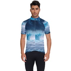 Thunderstorm Storm Tsunami Waves Ocean Sea Men s Short Sleeve Cycling Jersey