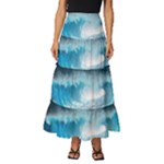 Thunderstorm Storm Tsunami Waves Ocean Sea Tiered Ruffle Maxi Skirt