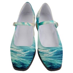 Tsunami Waves Ocean Sea Nautical Nature Water Nature Women s Mary Jane Shoes