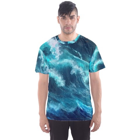 Thunderstorm Tsunami Tidal Wave Ocean Waves Sea Men s Sport Mesh Tee by Ravend