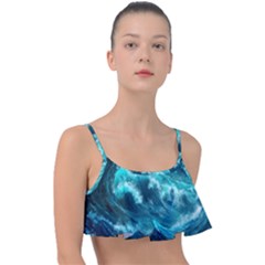 Thunderstorm Tsunami Tidal Wave Ocean Waves Sea Frill Bikini Top