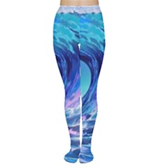 Tsunami Tidal Wave Ocean Waves Sea Nature Water Blue Tights by Ravend
