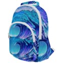 Tsunami Tidal Wave Ocean Waves Sea Nature Water Blue Rounded Multi Pocket Backpack View1