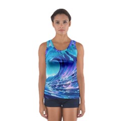 Tsunami Tidal Wave Ocean Waves Sea Nature Water Blue Sport Tank Top 