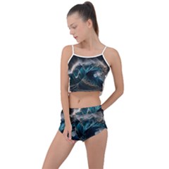 Tsunami Waves Ocean Sea Water Rough Seas 7 Summer Cropped Co-ord Set by Ravend