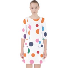 Polka Dot Quarter Sleeve Pocket Dress