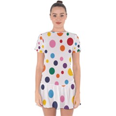 Polka Dot Drop Hem Mini Chiffon Dress by 8989