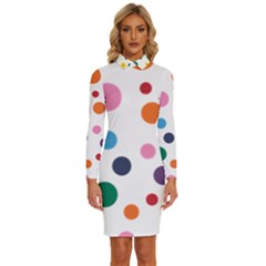 Polka Dot Long Sleeve Shirt Collar Bodycon Dress by 8989