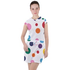 Polka Dot Drawstring Hooded Dress by 8989