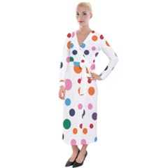 Polka Dot Velvet Maxi Wrap Dress