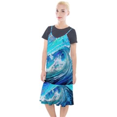 Tsunami Waves Ocean Sea Nautical Nature Water Painting Camis Fishtail Dress by Ravend