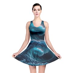 Tsunami Waves Ocean Sea Water Rough Seas 4 Reversible Skater Dress