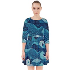 Waves Ocean Sea Abstract Whimsical Abstract Art Smock Dress