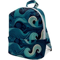 Waves Ocean Sea Abstract Whimsical Abstract Art Zip Up Backpack