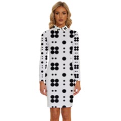 Polka Dot  Svg Long Sleeve Shirt Collar Bodycon Dress by 8989