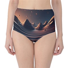 Ai Generated Swirl Space Design Fractal Light Art Classic High-waist Bikini Bottoms